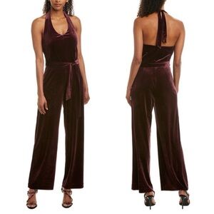 Laundry - Velvet Halter Jumpsuit in Deep Burgundy